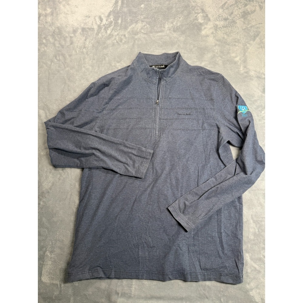 TravisMathew 1/4 Zip Pullover Mens XL Gray Mock Neck Logo Cotton Stretch